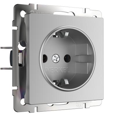 Розетка с заземлением Werkel серебряный W1171006 4690389157707 a050881