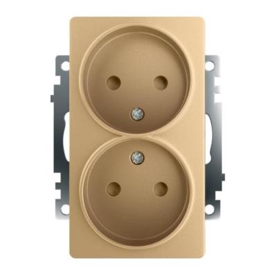 Розетка двойная 2P Stekker Катрин со шторками золото GLS10-7113-08 49225