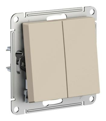 Выключатель 2-клавишный, сх.5, 10АХ, механизм  Systeme Electric AtlasDesign Песочный ATN001251