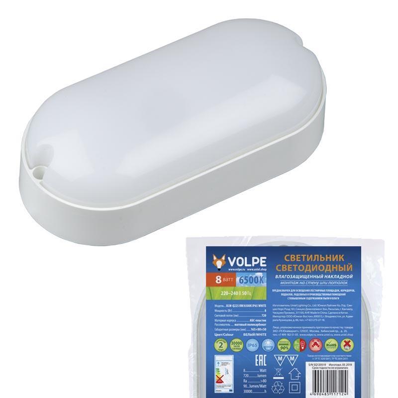 Потолочный светодиодный светильник (UL-00005133) Volpe ULW-Q225 8W/6500К IP65 White