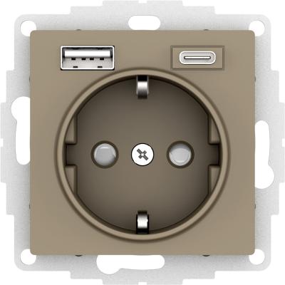 Розетка 16А с USB A+C (5В/2,4А/3 А, 2х5В/1,5А) Systeme Electric AtlasDesign ATN000532