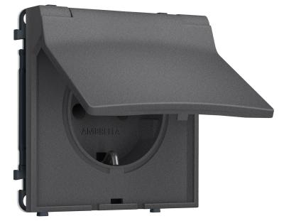Комплект механизма электрической розетки SIGMA Антрацит серый 50Hz 2P+E с/з с/ш и крышкой IP44 16A-250V QUANT PRO Ambrella Volt MS658010 (SP6580, PR141)