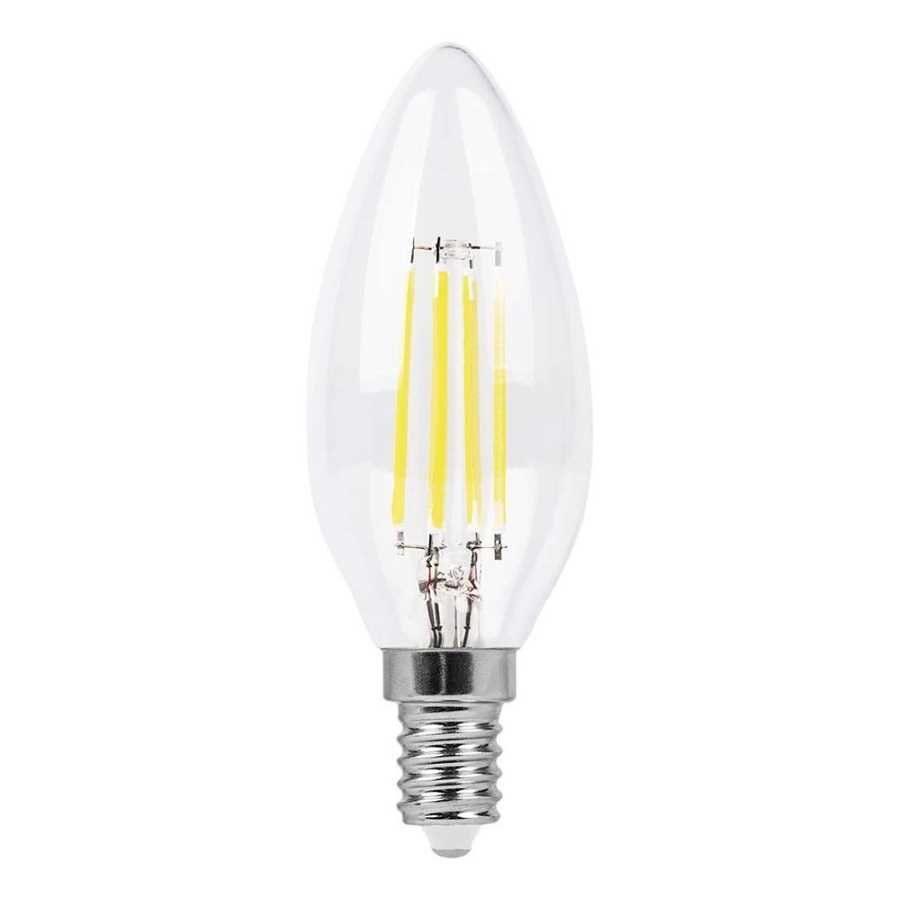 Лампа светодиодная филаментная Feron E14 5W 2700K Свеча Прозрачная LB-58 25572