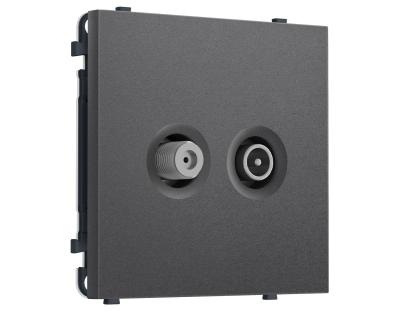 Комплект механизма розетки TV оконечной + SAT SIGMA Антрацит серый 5-862MHz 3.5dB/950-2150MHz 3.8dB QUANT PRO Ambrella Volt MS663310 (SP6633, PR217)