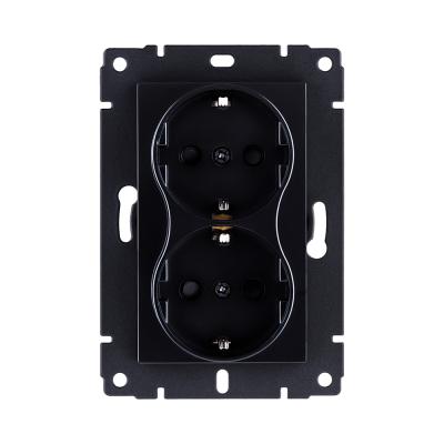 Розетка штепсельная SCHUKO двойная 16A/250 В, черный Kollinger REA-032BK для Aspekt, Eleganz, Reflex