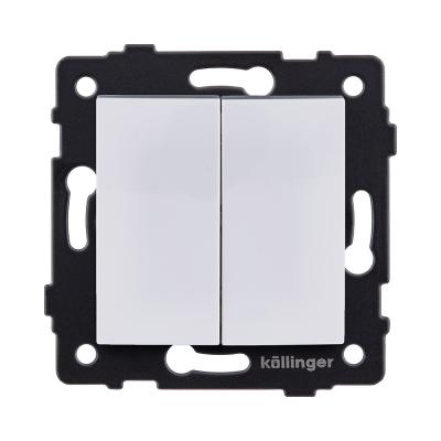 Выключатель 2-клавишный проходной 10А/250В, изогнутый, белый Kollinger REA-R-009WH для Aspekt, Eleganz, Reflex