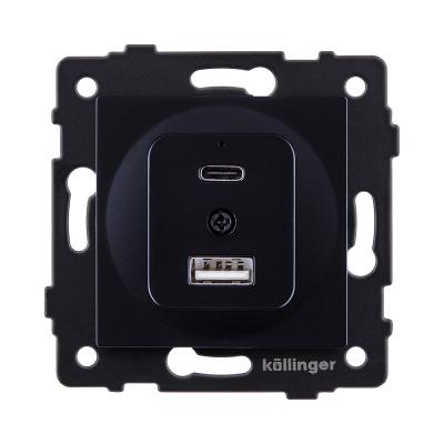 Розетка USB A+C 20W, черный Kollinger REA-037BK для Aspekt, Eleganz, Reflex
