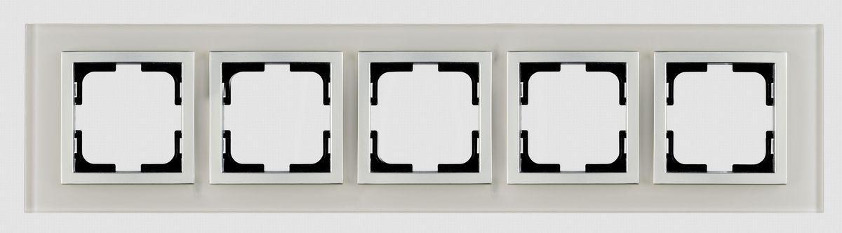 Рамка 5-постовая Mono Electric Style Glass белое стекло 107-710000-164