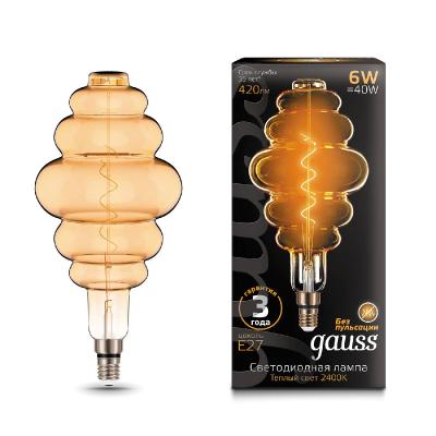 Лампа светодиодная филаментная Gauss E27 6W 2400K золотая 158802006 Лампа светодиодная филаментная Gauss E27 6W 2400K золотая 158802006