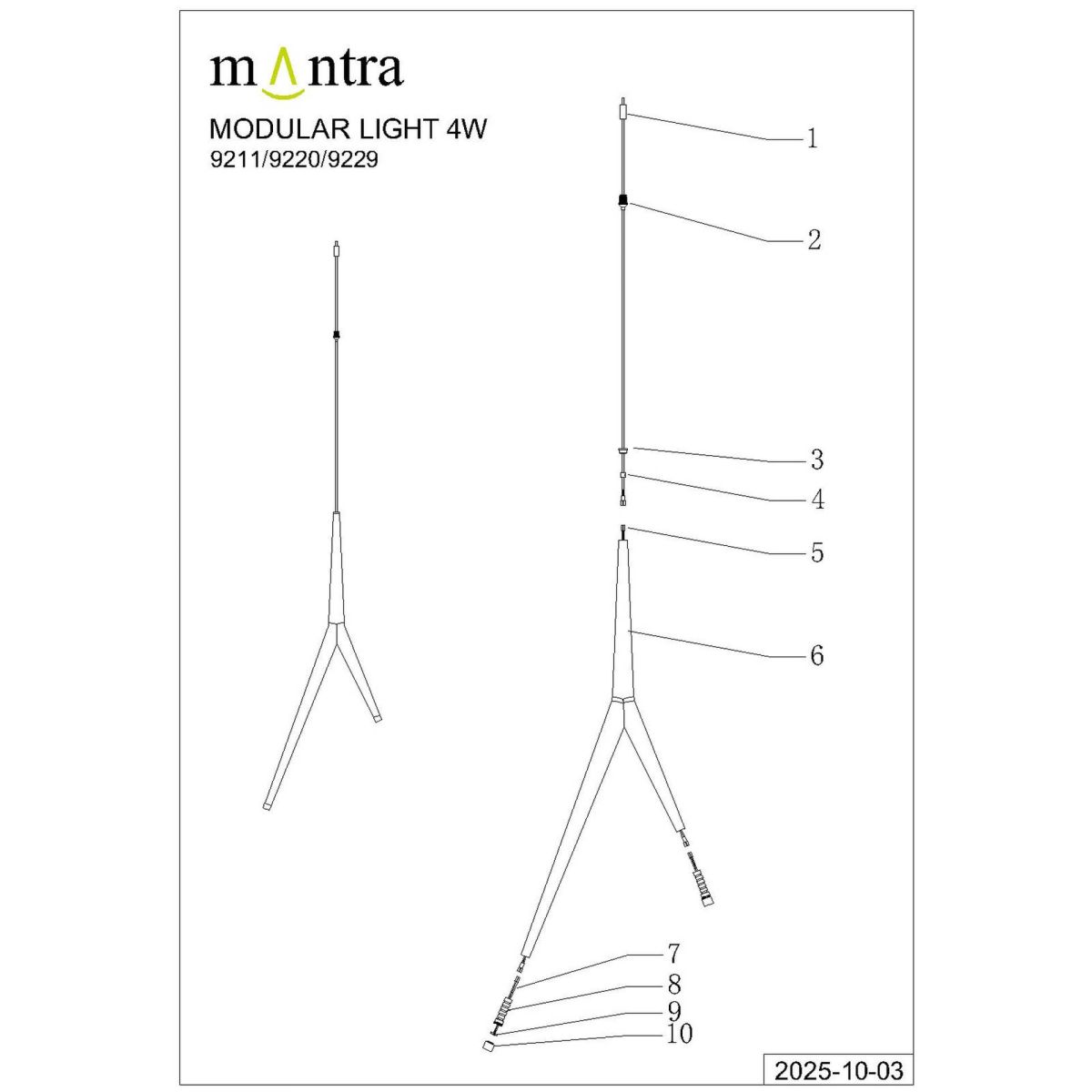 Подвесной светильник Mantra Arrecife 9354+9211 (1L)