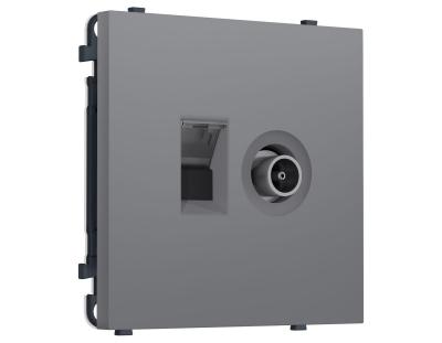 Комплект механизма розетки комп. + TV оконеч. SIGMA Платиново-серый Мягкое касание RJ-45 CAT6/50-870MHz 1dB с/ш QUANT PRO Ambrella Volt MS872510 (SP8725, PR195)