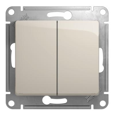 Выключатель 2-клавишный, сх.5, 10AX Systeme Electric Glossa Молочный GSL000951
