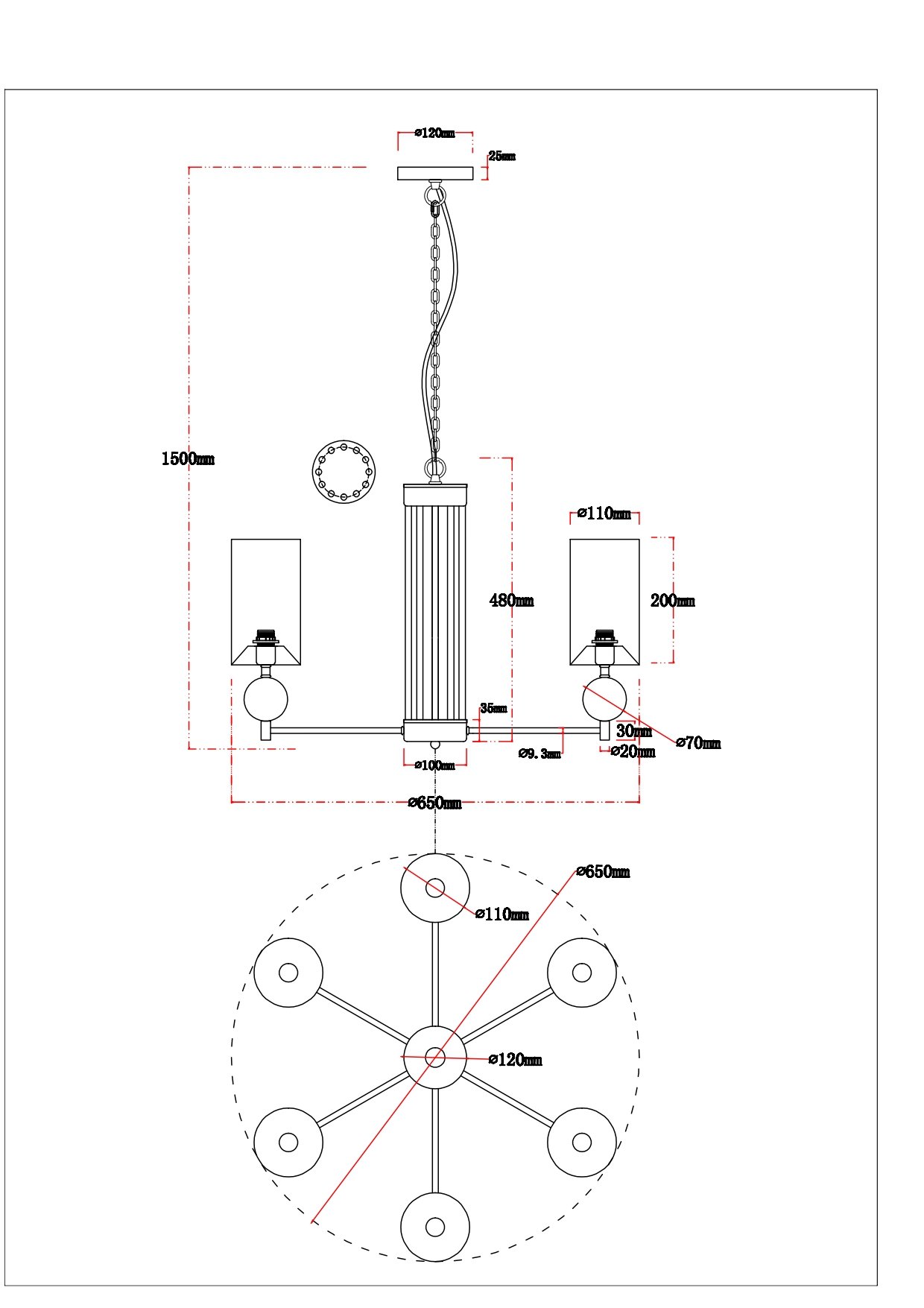 Подвесная люстра Arte Lamp Matar A4027LM-6PB