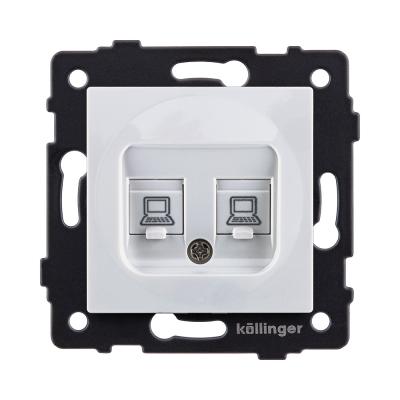 Розетка двойная Ethernet RJ45 Cat.5, белый Kollinger REA-015WH для Aspekt, Eleganz, Reflex