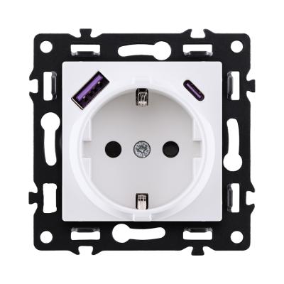 Розетка штепсельная SCHUKO 16A/250 В с USB A+C 20W, белый Kollinger Asthetik AS-016WH