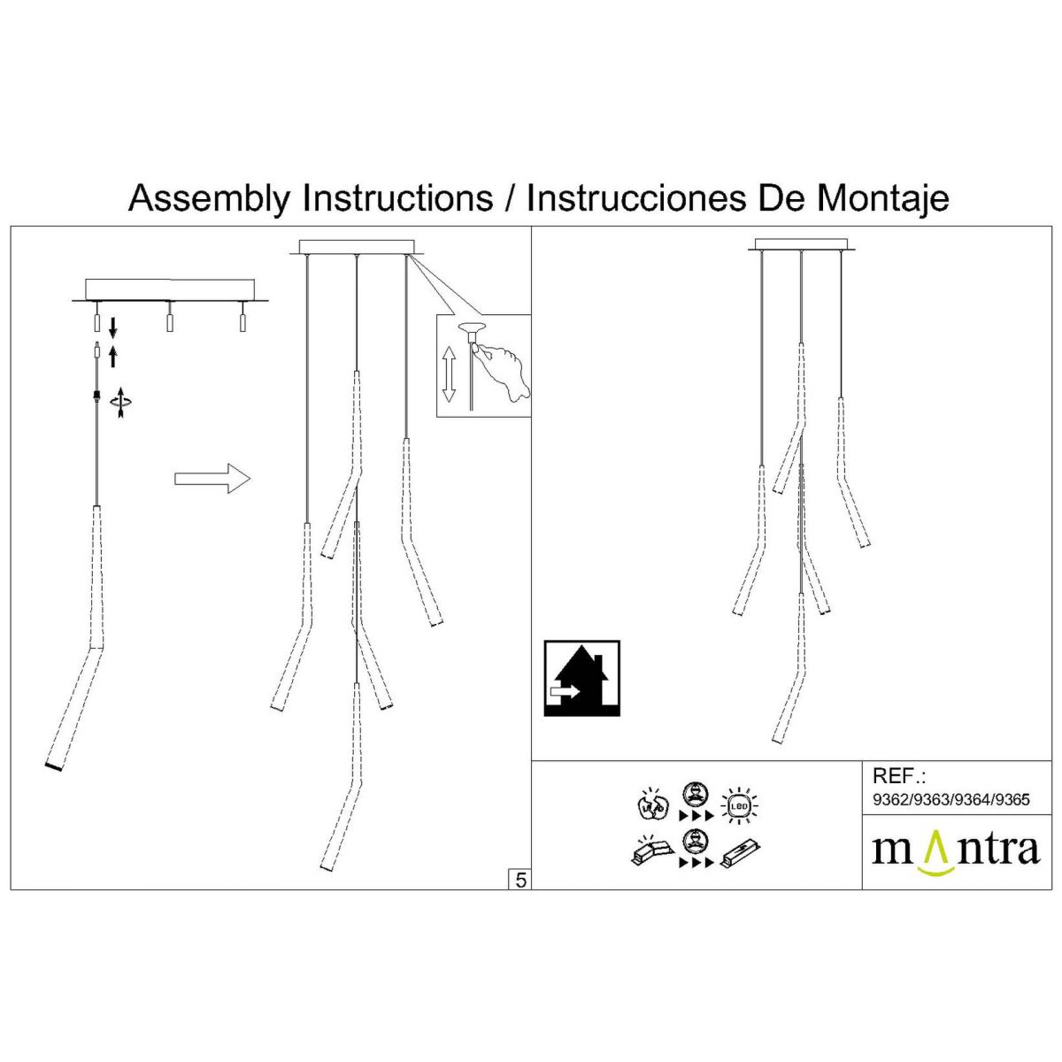Подвесная люстра Mantra Arrecife 9364+9229 (5L)