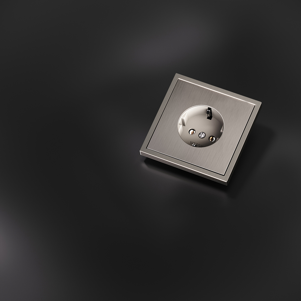 Накладка для розетки с заземлением Voltum S70 Metal (никель) VLSM000611