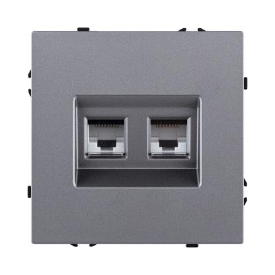 Розетка двойная Ethernet RJ45 Cat.6, серый Kollinger Eclipse EC-018GY