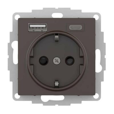 Розетка 16А с USB A+C (5В/2,4А/3 А, 2х5В/1,5А), мех Systeme Electric AtlasDesign Мокко ATN000632