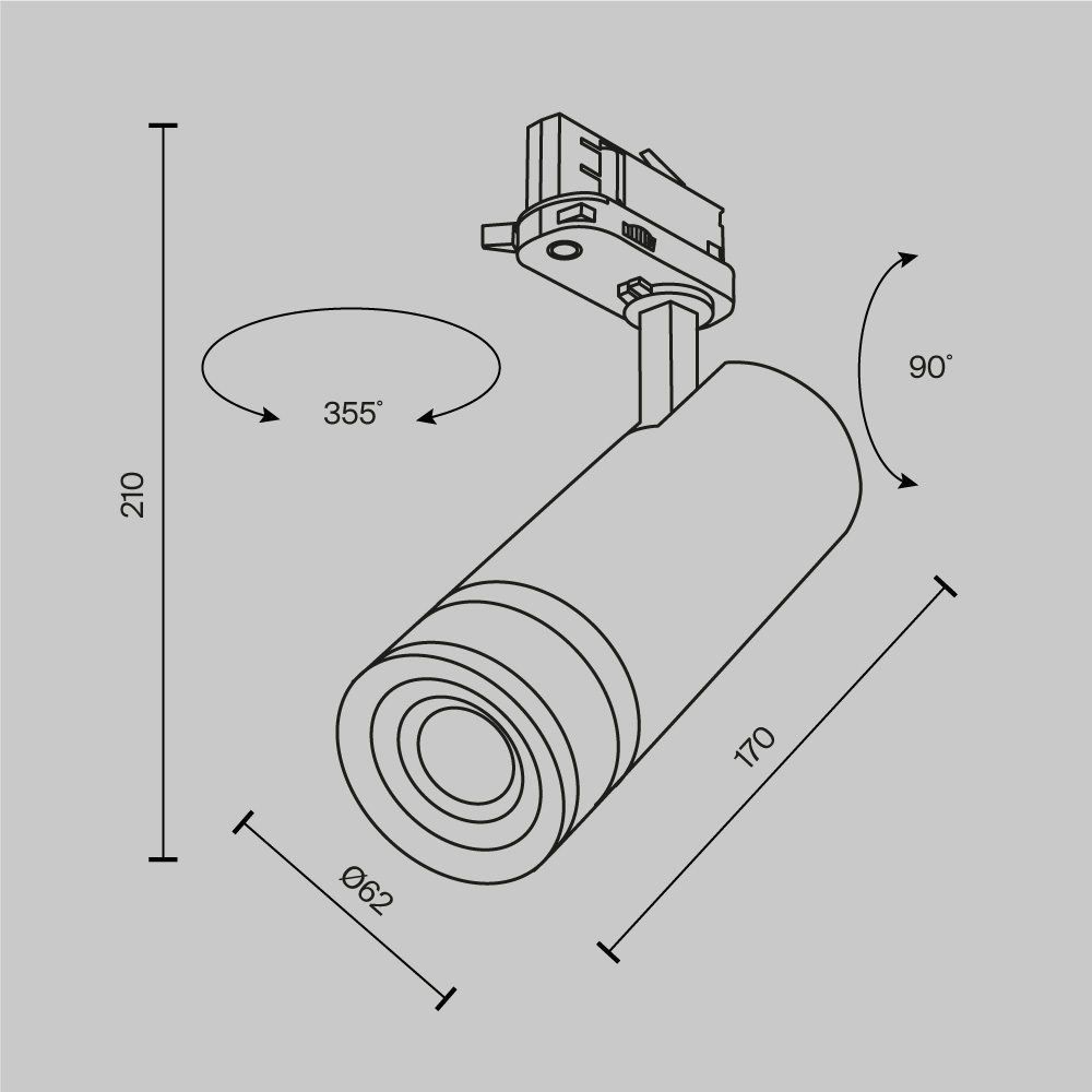 Трековый трехфазный светильник Maytoni Focus Zoom TR198-3-20W4K-Z-B