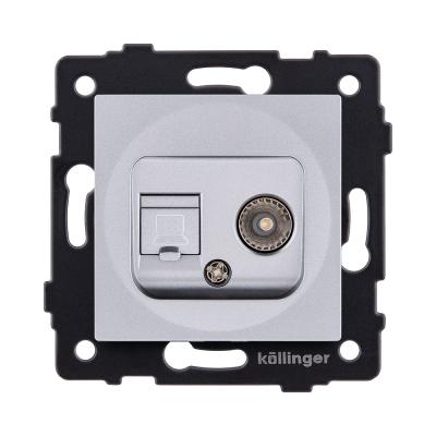 Розетка двойная TV (мама) + RJ45 Cat.6, серый Kollinger REA-021GY для Aspekt, Eleganz, Reflex