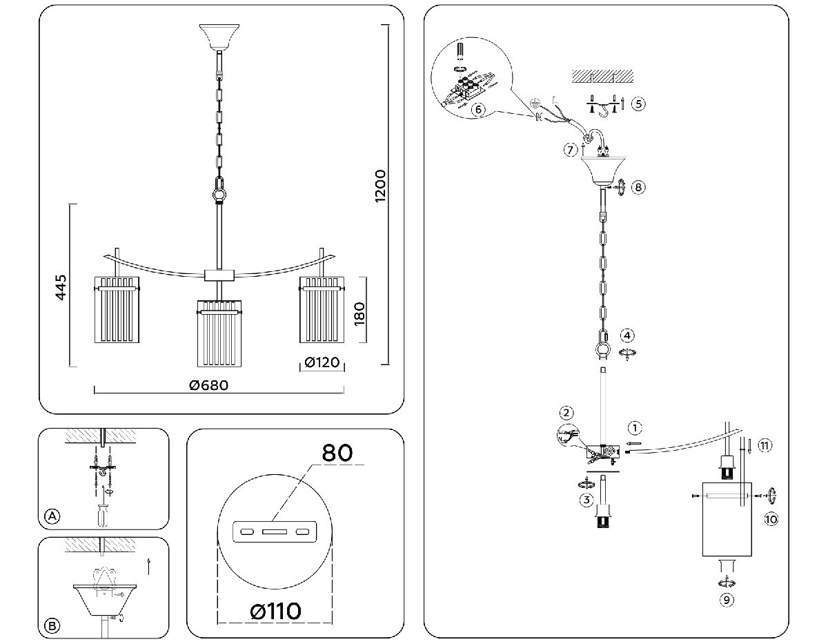 Подвесная люстра Ambrella Light High Light LH56031
