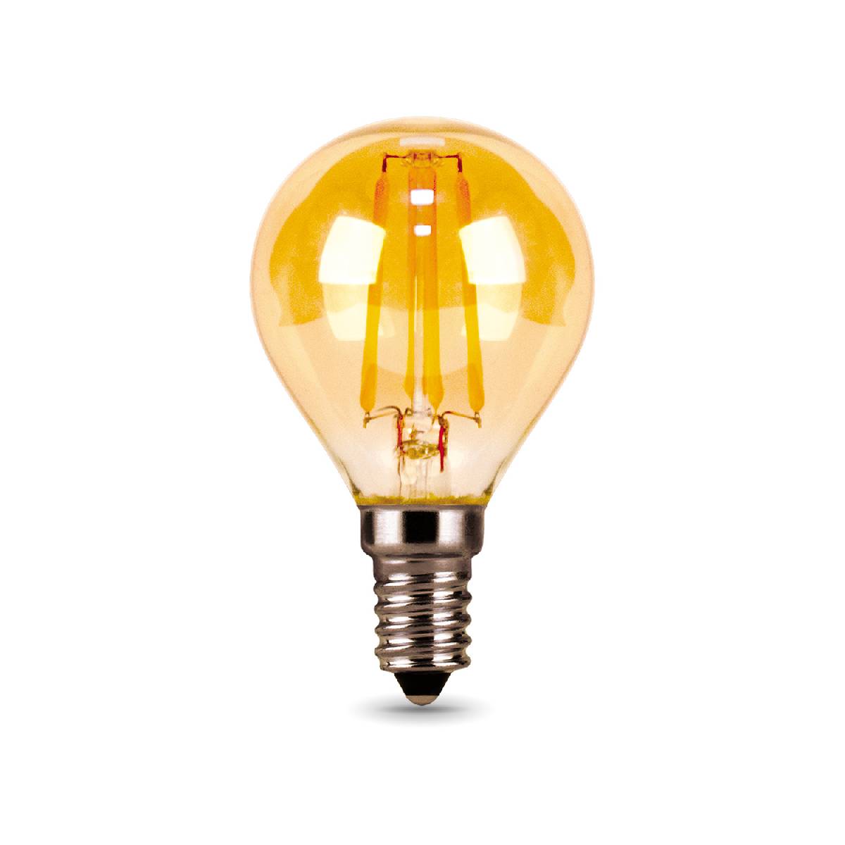 Лампа светодиодная филаментная Gauss E14 5W 2700К золотая 105801005