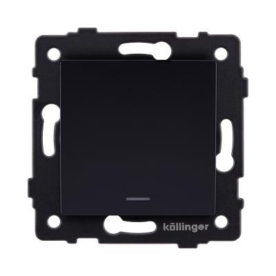 Выключатель кнопочный 1-клавишный 10А/250В с LED подсветкой, черный Kollinger REA-S-013BK для Aspekt, Eleganz, Reflex