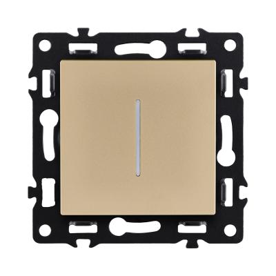 Выключатель кнопочный 1-клавишный 10А/250В с LED подсветкой, золотой Kollinger Asthetik AS-012GD