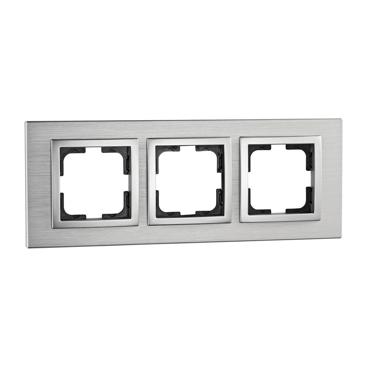 Рамка 3-постовая Mono Electric Style Aluminium серебро 107-800000-162