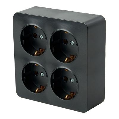 Розетка 4-местная 2P+PE Stekker София черный матовый MST16-14S-05 49510 Розетка 4-местная 2P+PE Stekker София черный матовый MST16-14S-05 49510