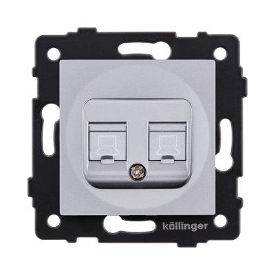 Розетка двойная Ethernet RJ45 Cat.6, серый Kollinger REA-019GY для Aspekt, Eleganz, Reflex