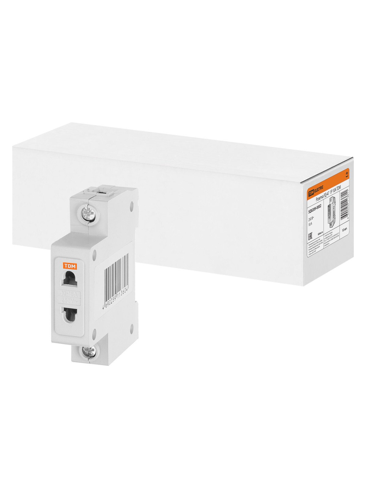 Розетка на дин-рейку без заземления РД-47 1Р 10А TDM