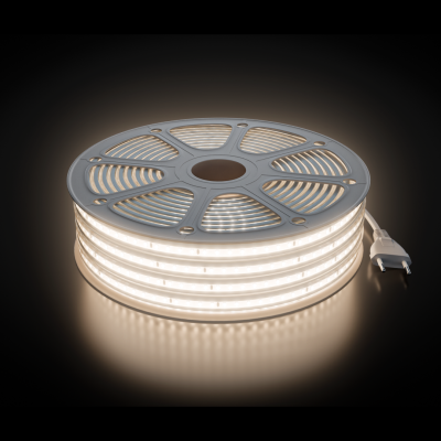 Комплект светодиодной ленты 220В 10Вт/м, 600лм/м, 4000К (д/б), SMD2835, 120д/м, 15м, IP65 10-144 (сетевой шнур, заглушка - 1шт, крепеж - 15шт)