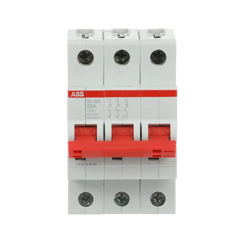 Рубильник модульный ABB SD203/63 3P 63А рычаг красный (выключатель нагрузки)
