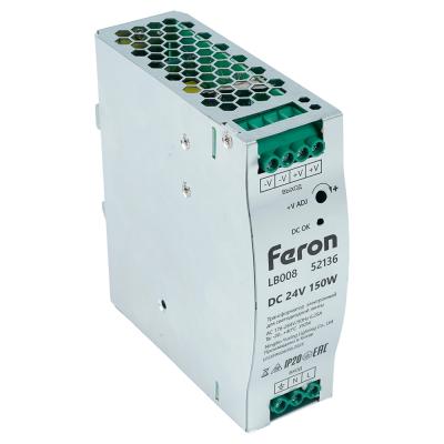 Трансформатор электронный на DIN-рейку Feron LB008 150W 24V IP20 52136