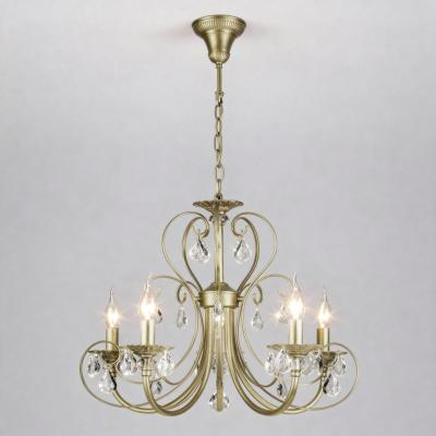 Подвесная люстра Eurosvet Alda 3305/5 латунь/прозрачный хрусталь Strotskis a072114