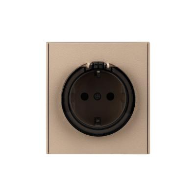Розетка STRONG 1-ая с/з с/у, со шторками и крышкой 16А шелк KRANZ KR-78-0702-8