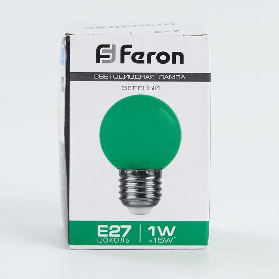 Лампа светодиодная Feron E27 1W Зеленый Шар Матовая LB-37 25117