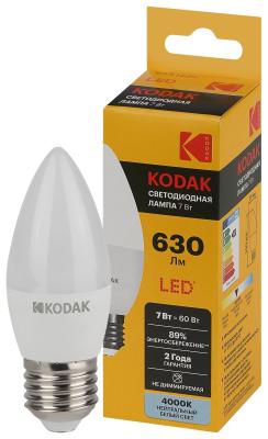 Лампа светодиодная Kodak LED B35-7W-840-E27 K 7Вт свеча нейтральный белый свет Е27 Б0057627