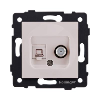 Розетка двойная спутниковая SAT + RJ45 Cat.6, кашемир матовый Kollinger REA-014CM для Aspekt, Eleganz, Reflex