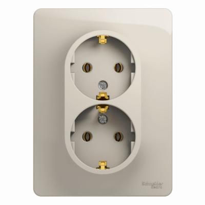 Розетка 2-ая с/з (в сборе) Systeme Electric Glossa Молочный GSL000924