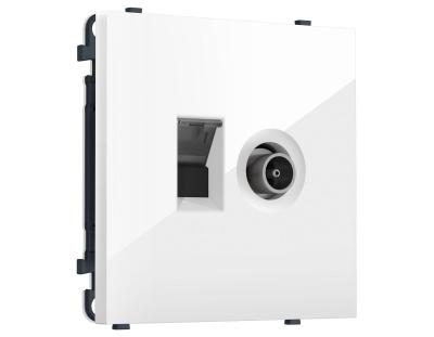 Комплект механизма розетки компьютерной + TV оконечной SIGMA Белый глянец RJ-45 Ambrella Volt MS112510 (SP1125, PR195)