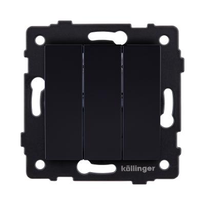 Выключатель 3-клавишный 10А/250В, черный Kollinger REA-S-012BK для Aspekt, Eleganz, Reflex