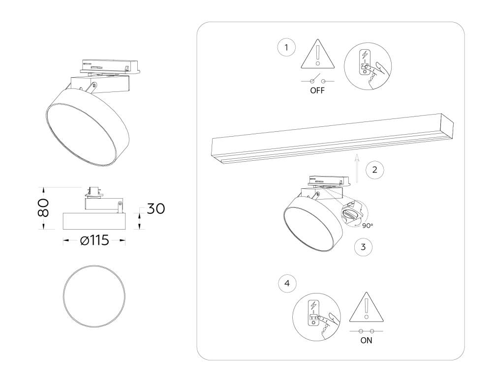 Трековый однофазный светильник Ambrella Light Track System GL6842