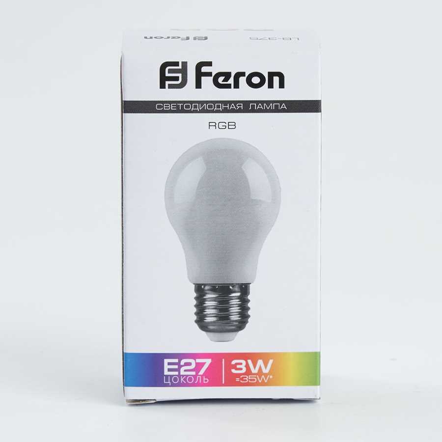 Лампа светодиодная Feron E27 3W RGB матовая LB-375 38118