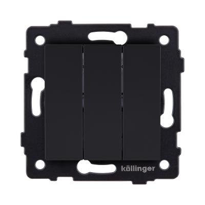 Выключатель 3-клавишный 10А/250В, черный матовый Kollinger REA-S-012BM для Aspekt, Eleganz, Reflex