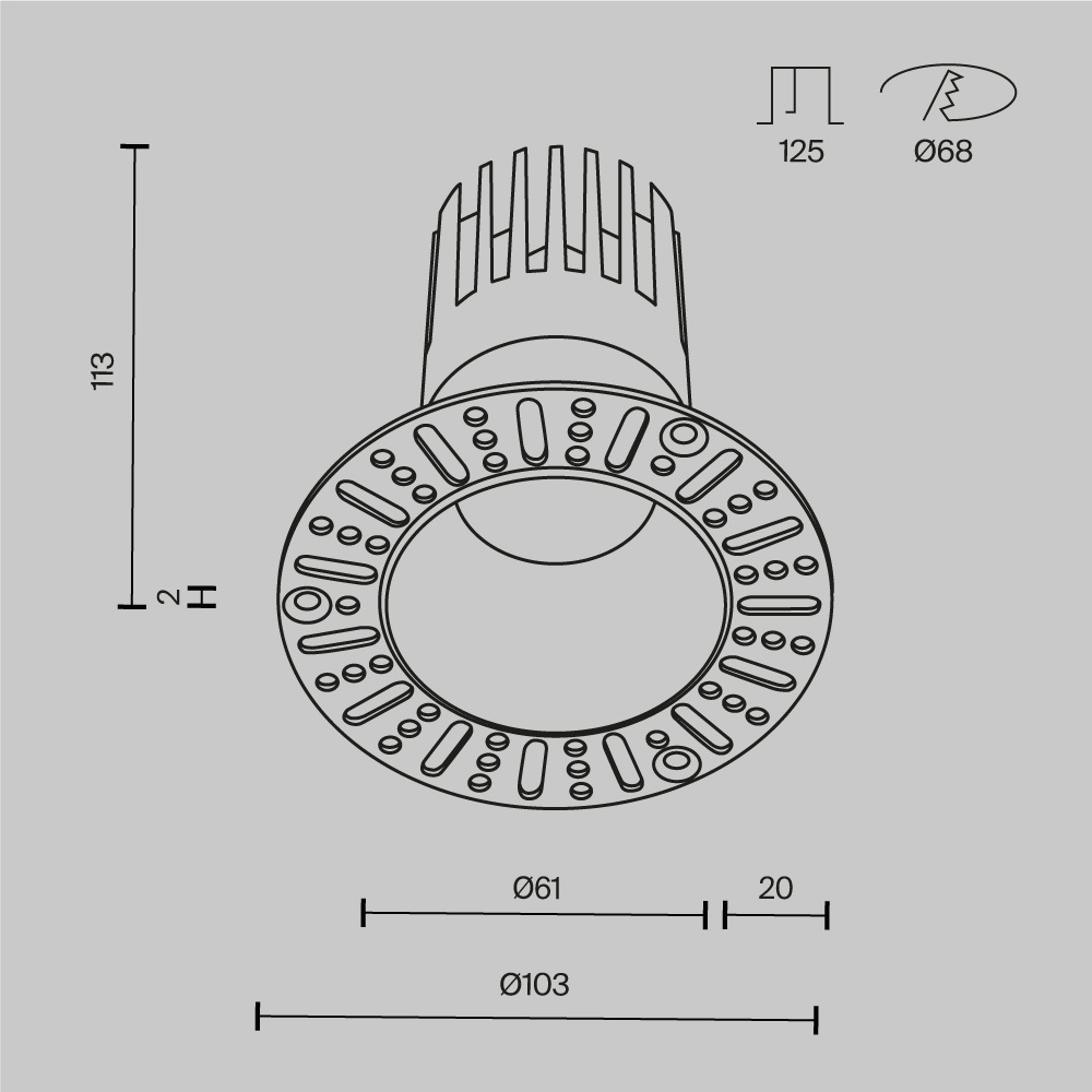 Встраиваемый светильник Maytoni Technical Dip DL122-15W-3K-TRS-W