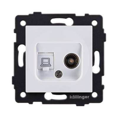 Розетка двойная TV (мама) + RJ45 Cat.6, белый Kollinger REA-012WH для Aspekt, Eleganz, Reflex