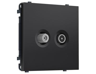Комплект механизма розетки TV оконечной + SAT SIGMA Черный матовый 5-862MHz 3.5dB/950-2150MHz 3.8dB QUANT PRO Ambrella Volt MS813310 (SP8133, PR217)